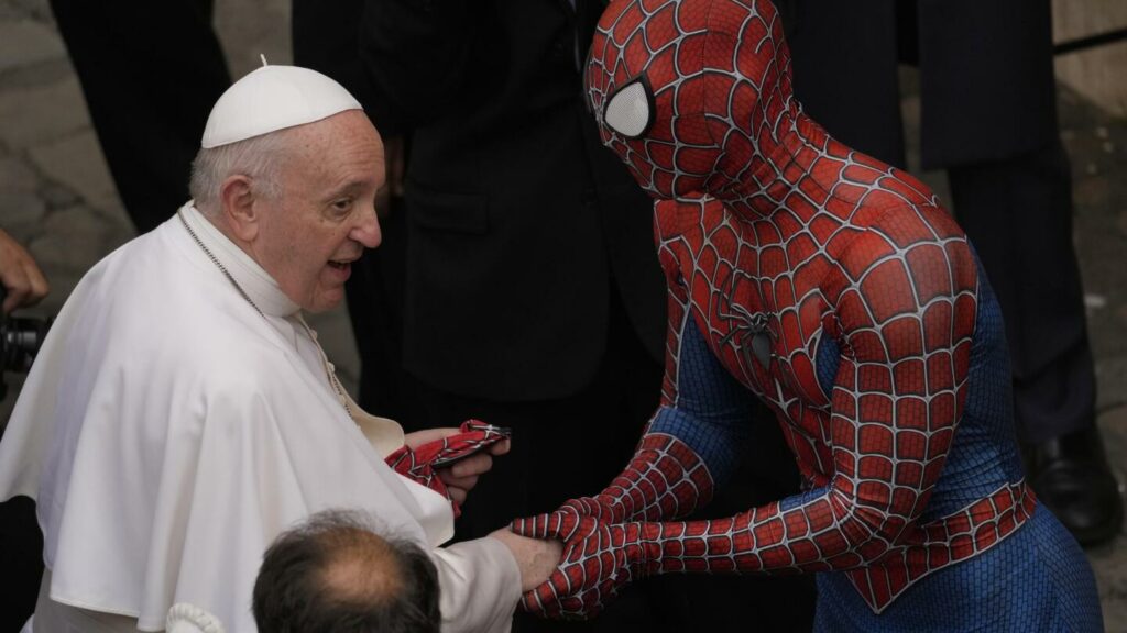 ‘Super-hero’ in Spider-Man outfit meets pope at Vatican