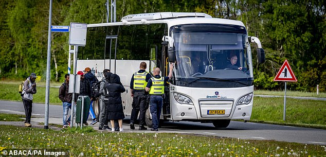 Asylum seekers and refugees at a registration center in Ter Apel, The Netherlands in April (file picture)