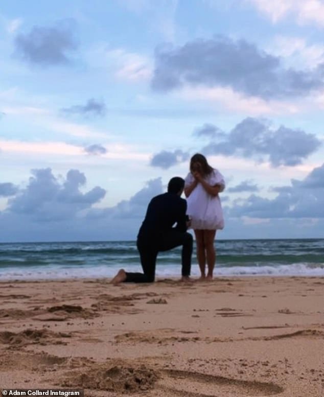 Adam got down on one knee at the beach during a romantic getaway in St Ives