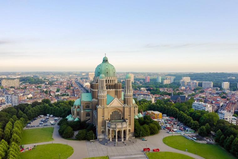 Belgium’s National Basilica of the Sacred Heart stands atop Koekelberg Hill in Brussels.