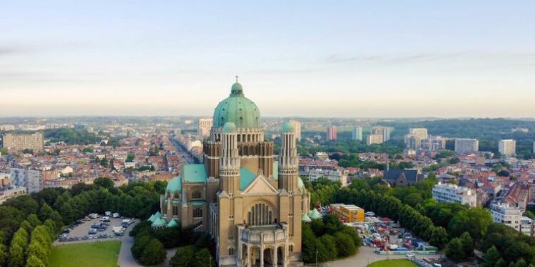 Belgium’s National Basilica of the Sacred Heart stands atop Koekelberg Hill in Brussels.