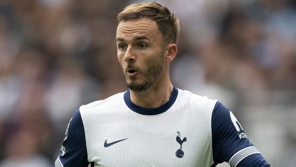 James Maddison of Tottenham Hotspur runs down the pitch ahead of the Tottenham vs Qarabag live stream