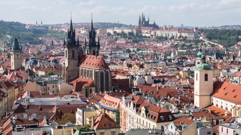 An aerial view of Prague, Czech Republic, on Tuesday, Sept. 17, 2024.