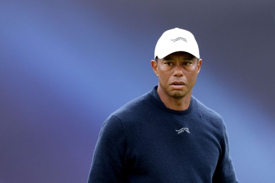 Tiger Woods of the United States reacts on the 18th green during day two of The 152nd Open championship at Royal Troon