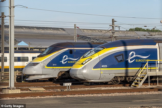 Eurostar trains are parked at the Temple Mills maintenance depot in Stratford in June 2022