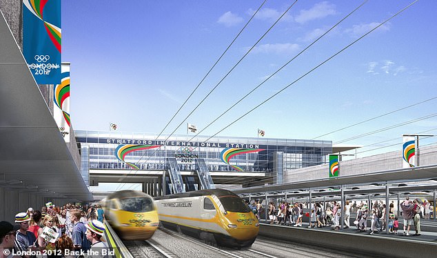 An artist's impression of Stratford International station, produced for the bid for London 2012