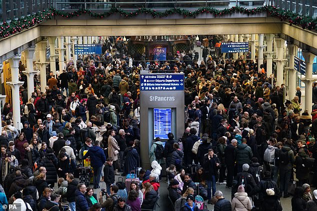 Overcrowding at London St Pancras in December last year after Eurostar services were cancelled because of flooding in a tunnel under the River Thames