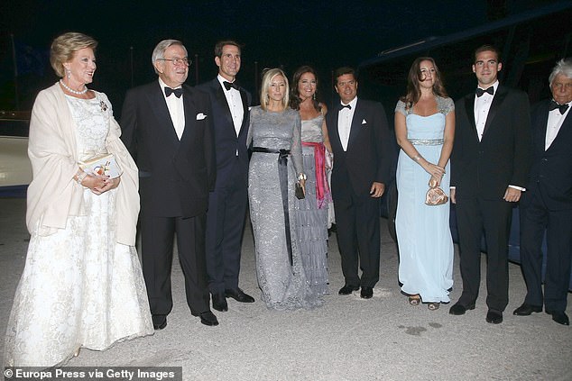 Queen Anne-Marie of Greece, King Constantine II of Greece, Prince Pavlos of Greece, Princess Marie-Chantal of Greece, Princess Alexia of Greece, Carlos Morales, Princess Theodora of Greece and Prince Philippos of Greece are pictured in 2014