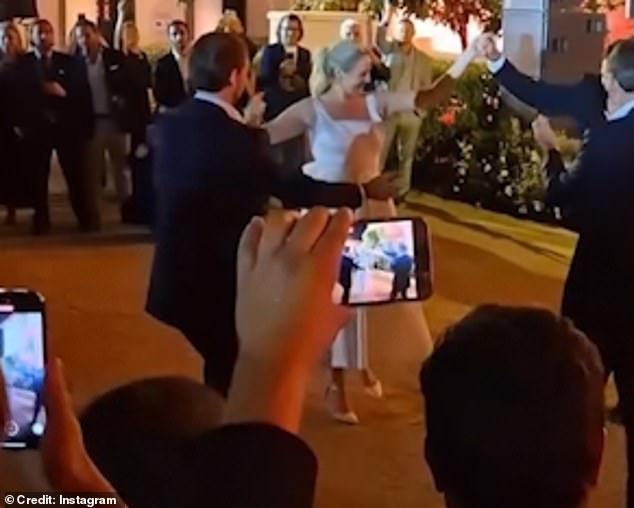 Princess Theodora of Greece and her husband-to-be performed a traditional Greek dance at a glitzy pre-wedding dinner in Athens last night