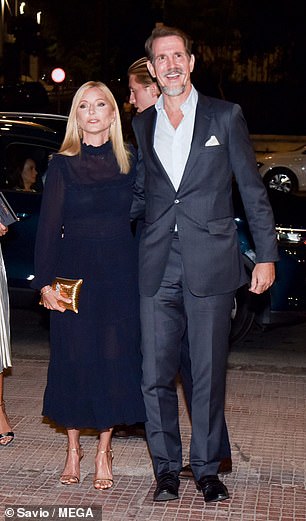 Looking good! Marie-Chantal and Theodora's brother Pavlos put on a stylish display at the pre-wedding dinner