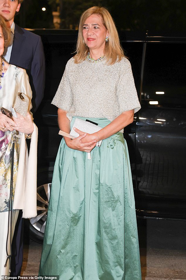 Infanta Cristina of Spain, the younger daughter of King Juan Carlos I and his wife, Queen Sofía, cut a glamorous figure as she stepped out for the celebrations