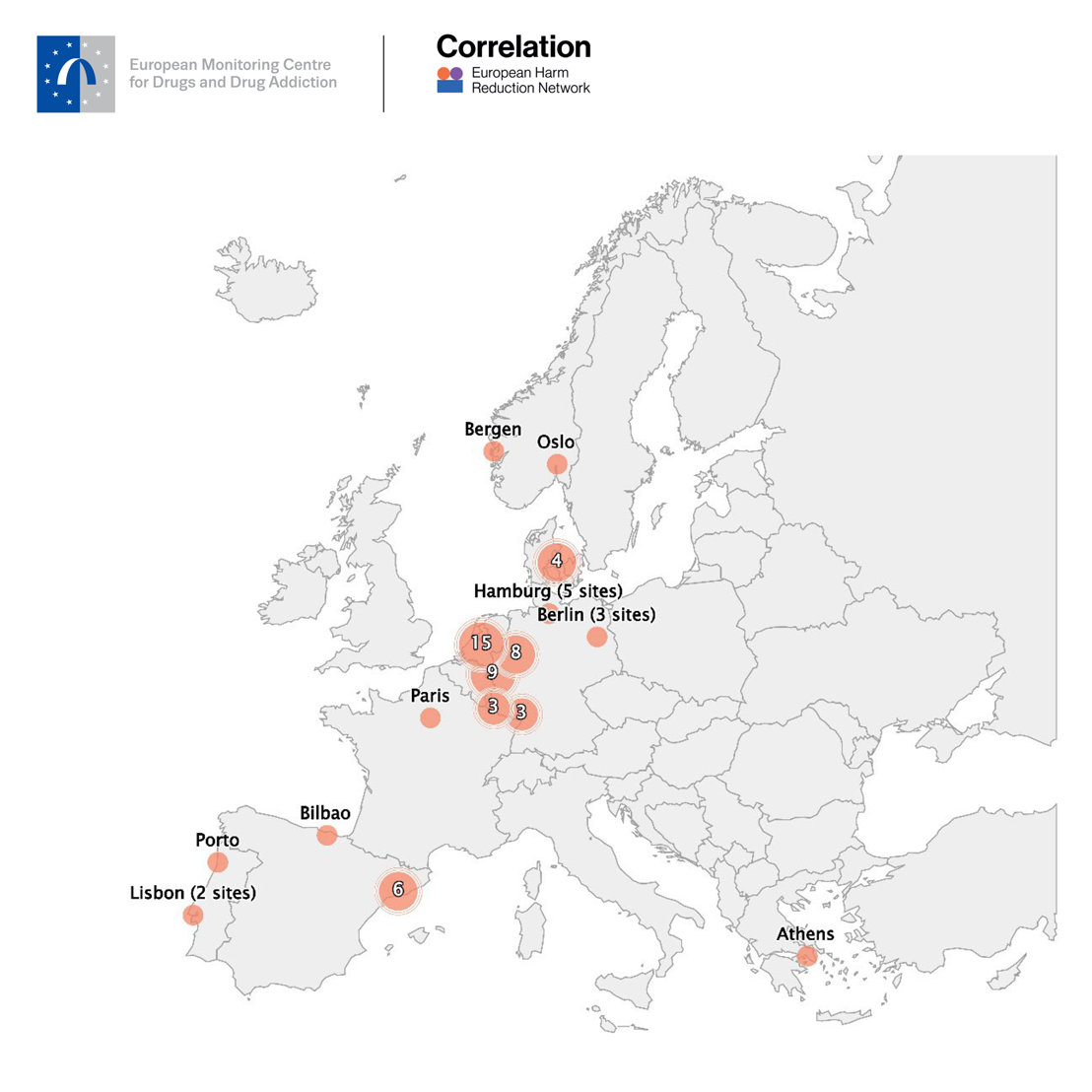 Map of Drug Consumption Rooms (DCRs) in Europe