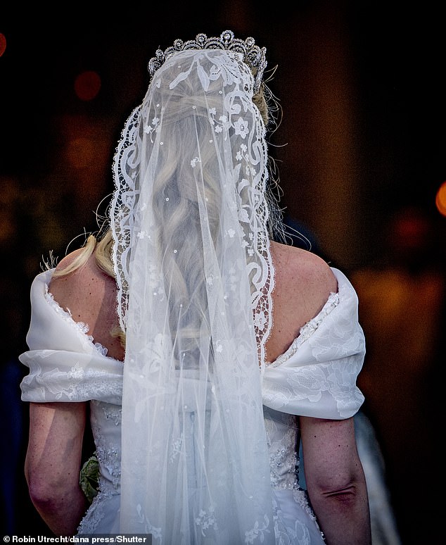 Princess Theodora wore a gorgeous, embroidered veil for her wedding in Athens on Saturday