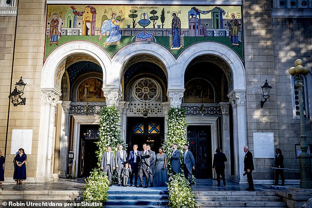 A wider view of the Cathedral of the Annunciation in Athens, Greece