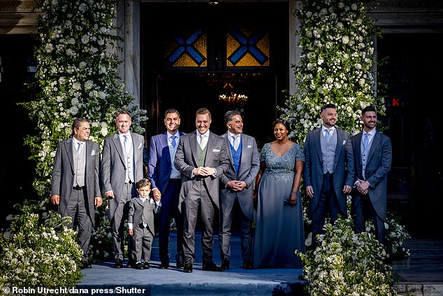 Matthew Kumar and his wedding party at the wedding of Mathew Kumar and Theodora of Greece