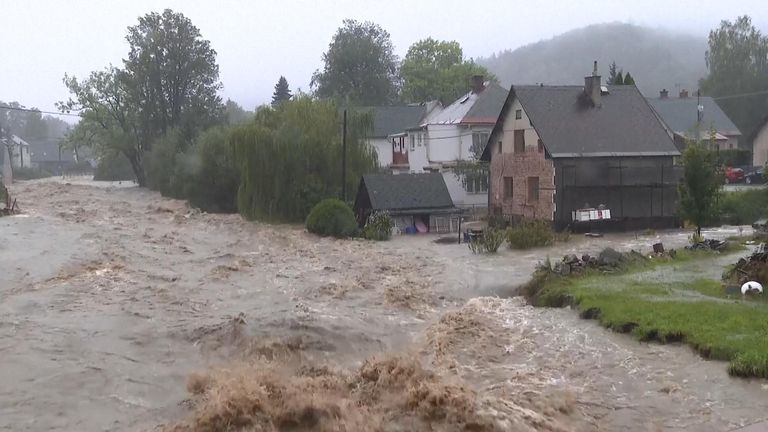 Raging torrent in the Czech Republic