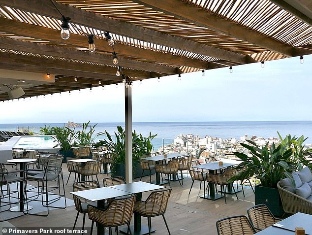 The Selvático terrace at the Primavera Park Hotel offers stunning views of Benidorm