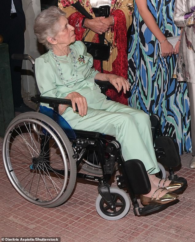 Princess Irene of Greece was snapped attending the pre-wedding dinner party of Princess Theodora of Greece to Matthew Kumar in Athens