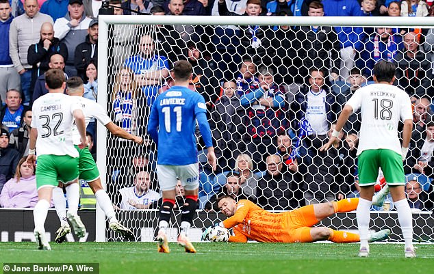 Jack Butland was the hero for Rangers after saving penalty from Kukharevych of Hibs