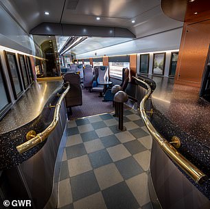 The GWR Night Riviera boasts a lounge car with snacks and drinks, as seen above