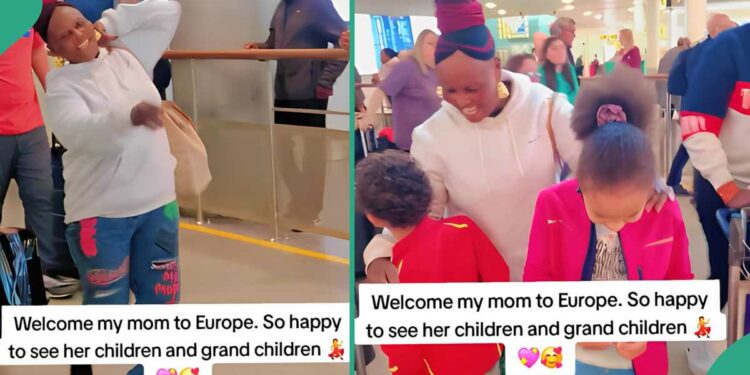 Cute Airport Video as Nigerian Mum Lands in Europe to See Her Children and Grandkids, Melts Hearts