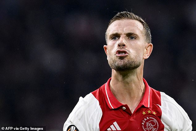 Ajax captain Jordan Henderson pictured during Thursday evening's 4-0 win over Besiktas