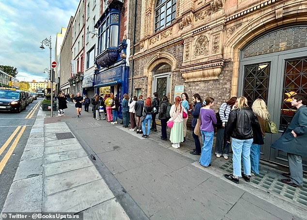 One shop in Dublin, where the new book is set, was pictured with tens of fans lining up for the store opening. Book Upstairs shared a post on social media saying they were 'totally blown away' by the turnout