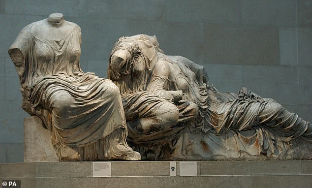 A former Labour frontbencher has slammed the 'theft' of the Elgin Marbles (pictured a section of the sculptures at the British Museum