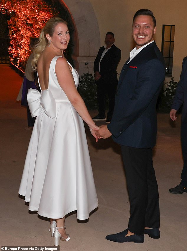 Princess Theodora of Greece (pictured left, with her husband-to-be) proved to be the epitome of a beautiful bride-to-be as she stepped out for her pre-wedding dinner on Friday night