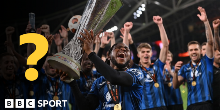 Atalanta celebrating winning last season's Europa League