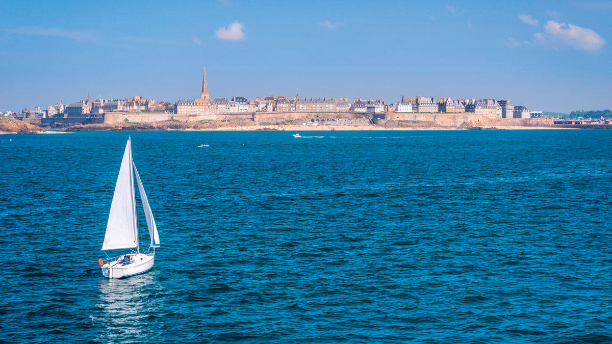 A yacht sailing in Europe towards France