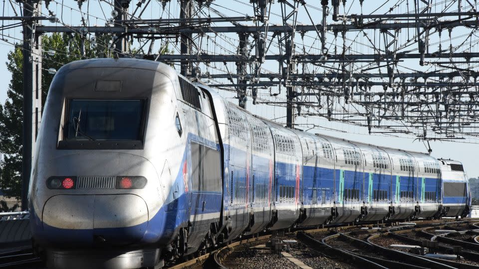 A picture taken on July 2, 2017 shows the first official train of the new TGV high speed train line linking Paris to Bordeaux. - Mehdi Fedouach/AFP/Getty Images