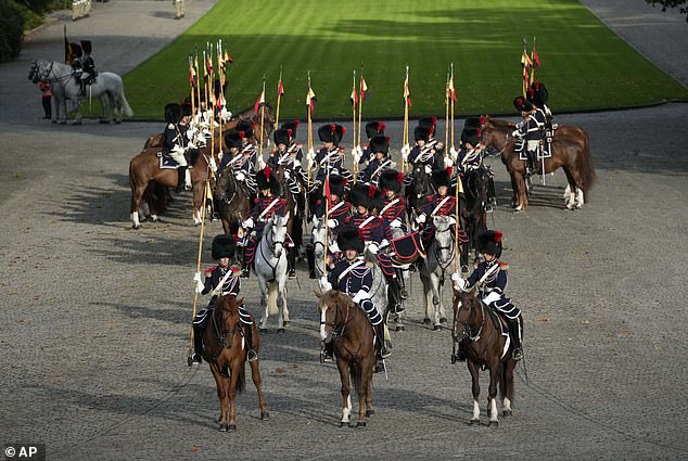 The Belgian Royal Escort waited for the arrival of Pope Francis on the occasion of his visit to King Philippe and Queen Mathilde