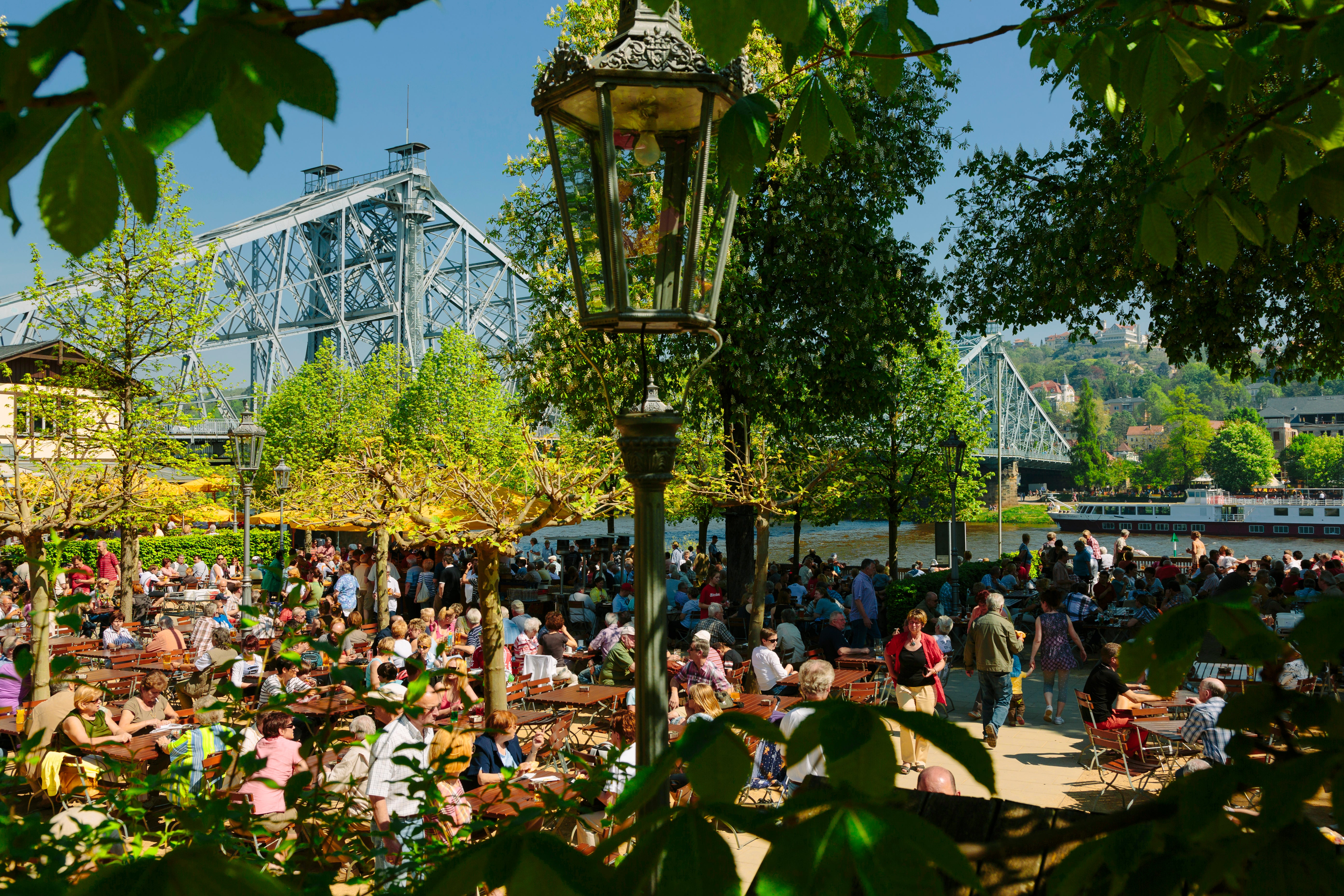 Savour a beer under the 'Blue Wonder' bridge