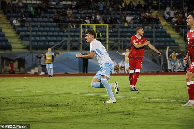 Sensoli began to wheel away celebrating as he watched his shot bounce towards the goal