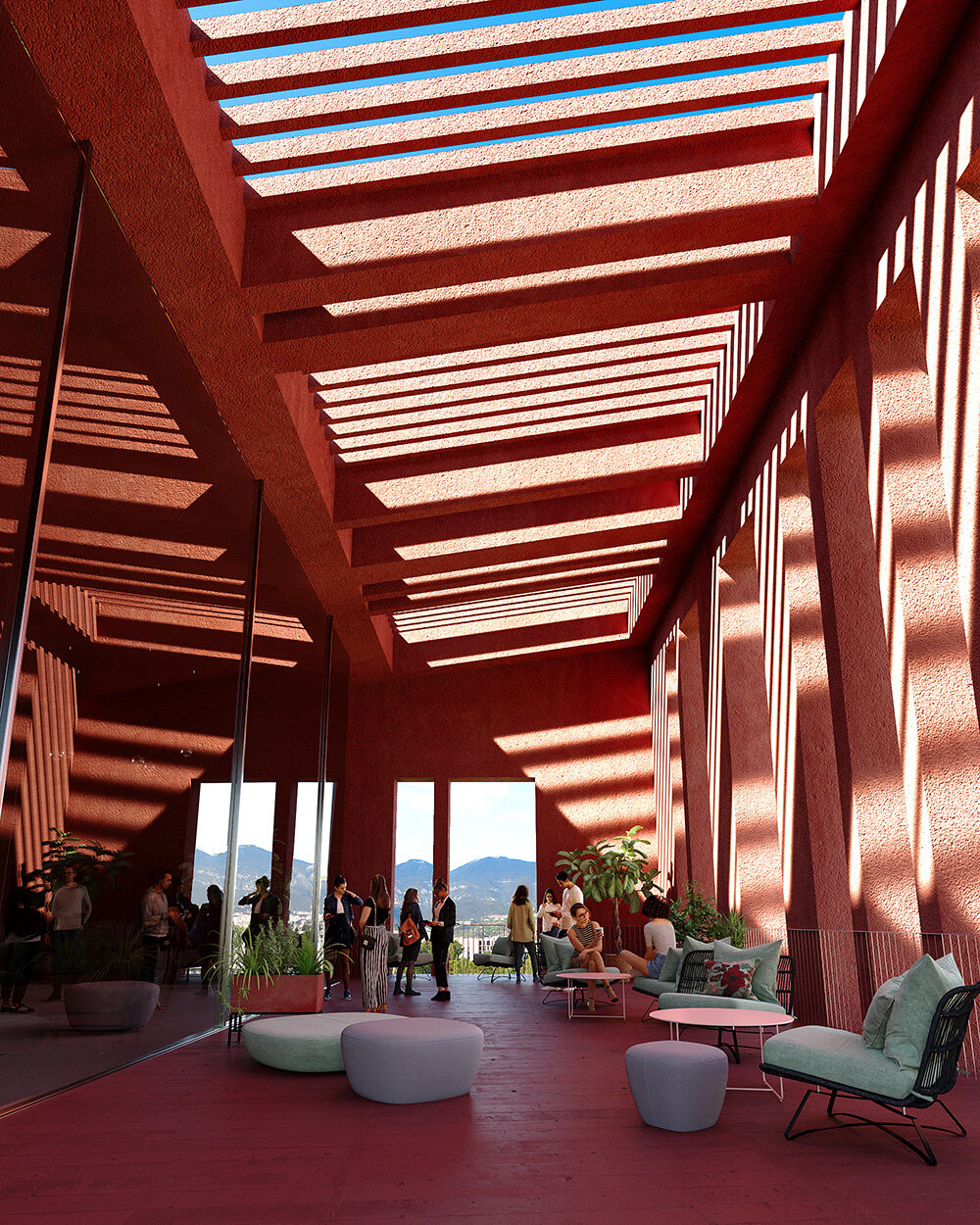 oppenheim architecture reveals tirana’s college of europe campus as red concrete cluster