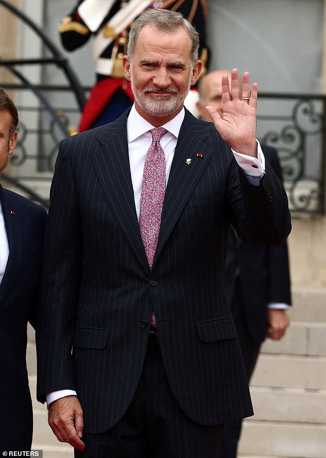 The regal couple was a vision in bold white and red colours, as they arrived alongside King Felipe of Spain , the King and Queen of Denmark, and the Belgian monarchs