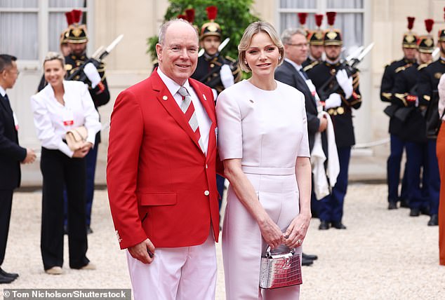 Accessorising with metallic aesthetics, Charlene was chic and glamorous in her ensemble at the Palace