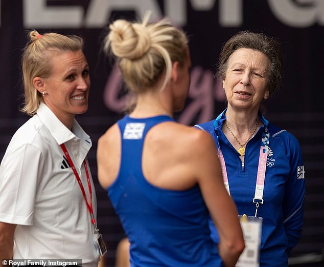 Princess Anne led the European royals touching down in the French capital, visiting Team GB's training base