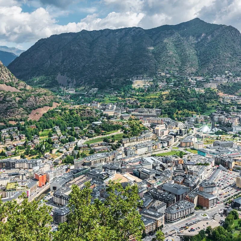 Andorra la Vella City Pyrenees Mountains Valley in Summer