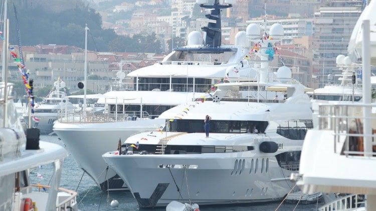 Super-yachts moored in Monaco's Port Hercule