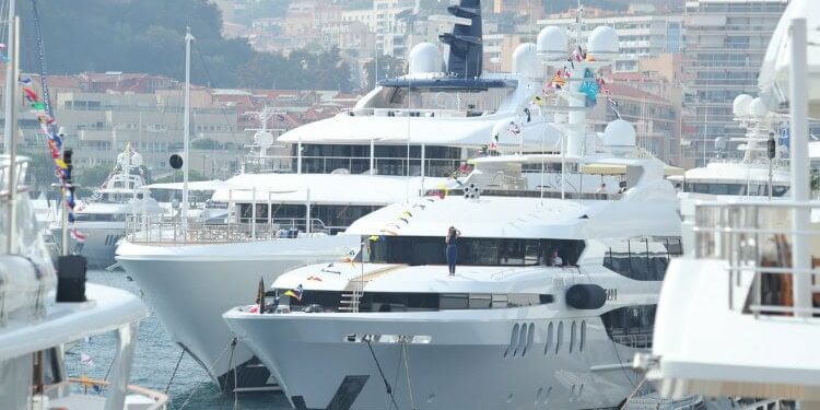 Super-yachts moored in Monaco's Port Hercule