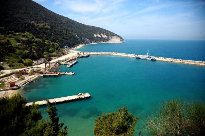 This April 14, 2015 photo shows a view of the small harbor on Sazan Island, 140 kilometers (85 miles) southwest of Albania's capital Tirana.