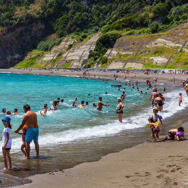 Praia Ribeira Quente In Sao Miguel Island, Azores, Portugal