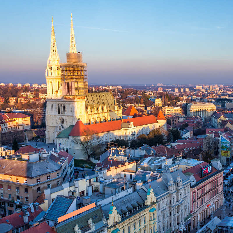 Aerial View Of The Lower Town Of Zagreb, Croatia