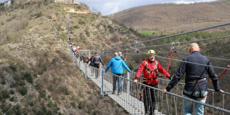 Europe’s highest pedestrian suspension bridge opens in Italy