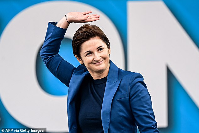 In Austria, the Freedom Party (FPO) won the recent election despite the party being criticised for referring to their candidate for Chancellor  as the 'People's Chancellor' which was a phrased used to describe Hitler. Marlene Swazek (pictured), the vice-president of the FPO, was in Pontida where she promised to make Austria a 'fortress'