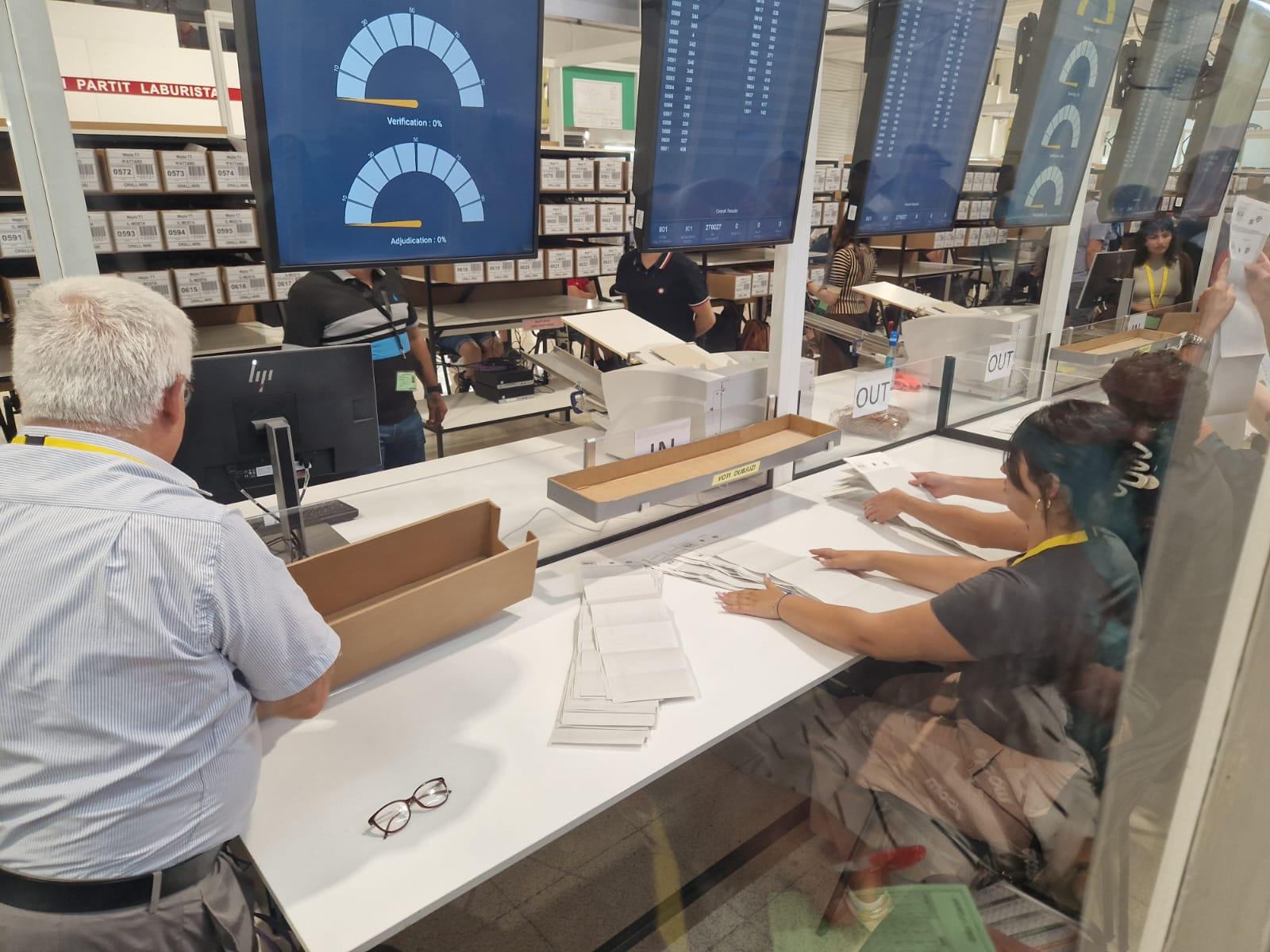 The vote sorting process gets under way. Photo: Matthew Xuereb