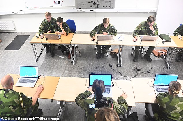 Princess Victoria on campus at the Swedish Defence University for her special officer training program