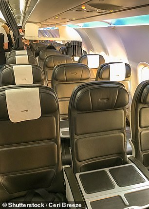 Pictured: Empty business class seating in a British Airways Airbus